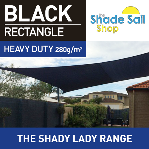 4 m x 5 m Rectangle BLACK 95% UV Block The Shady Lady Shade Sail Range