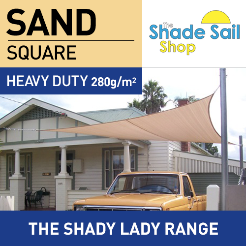 4 m x 4 m Square SAND The Shady Lady Shade Sail  Range