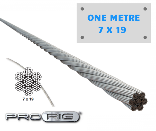 14mm 7 x19 ProRig Flexible Wire Rope 316 Stainless Steel  Per Metre