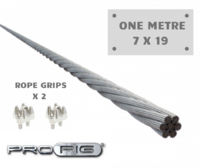 4mm Wire rope 7 x 19 stainless steel  Including rope grips