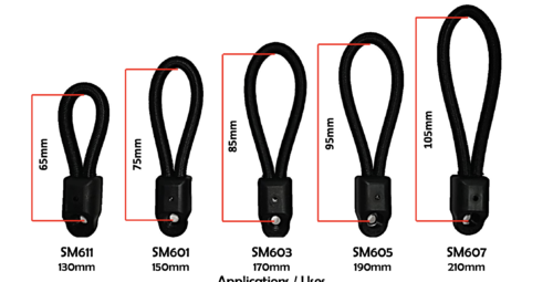 Bunji Loop Shock Cord Black 130mm 150mm 170mm 190mm 210mm