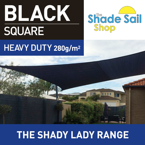 6.5 m x 6.5 m Square BLACK Shady Lady Shade Sail