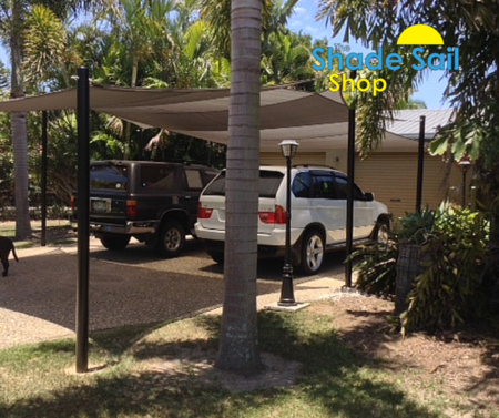 A big thanks to Vivienne for sending in these photo's. A great DIY installation of the shade sails with overlapping of different sizes. 4x6m & 6x6m in Grey. Looking forward to the next photo's of the installation over your entertaining and pool area\\n\\n1/06/2015 10:55 AM