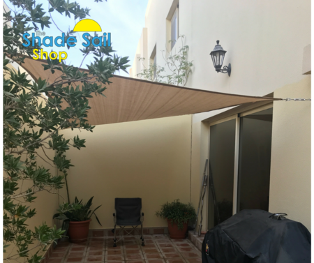 2.5m x 4m shade sail. Looks great and has transformed our courtyard here in Doha, Qatar. I kept on set of diagonal corners the same height but dropped the other two by 40cm - worked really well for this sized shade. Thanks, Michael\\n\\n22/02/2018 1:00 PM