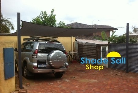 Troy has installed his shade sail to provide shade sail over his cars. Size is 5x5m grey from The Shady Lady Range.\\n\\n6/11/2015 7:26 PM