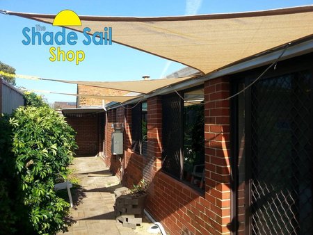 From our Happy customer Benedict - Installed these three myself to shade three windows on the north facing side of the house. Should help keep the house cool during summer without having to close the blinds. Size 2x2x2m Triangle sand\\n\\n21/10/2014 8:51 PM