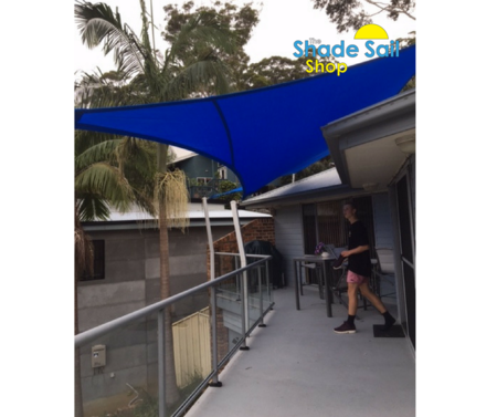 Custom made shade sail in Monotec 370 series Bundena Blue\\n\\n12/04/2017 2:09 PM