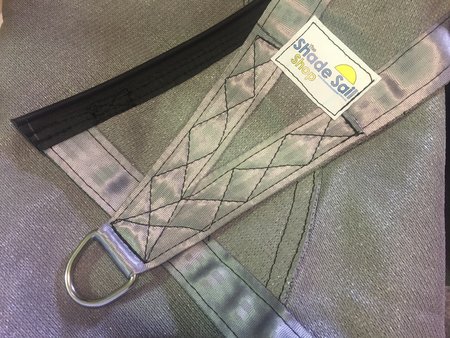 Custom made shade sail with buckle and rope track. Material Commercial 95, colour Steel Grey 340gsm. 10 year UV life span on material.\\n\\n19/04/2017 10:45 AM